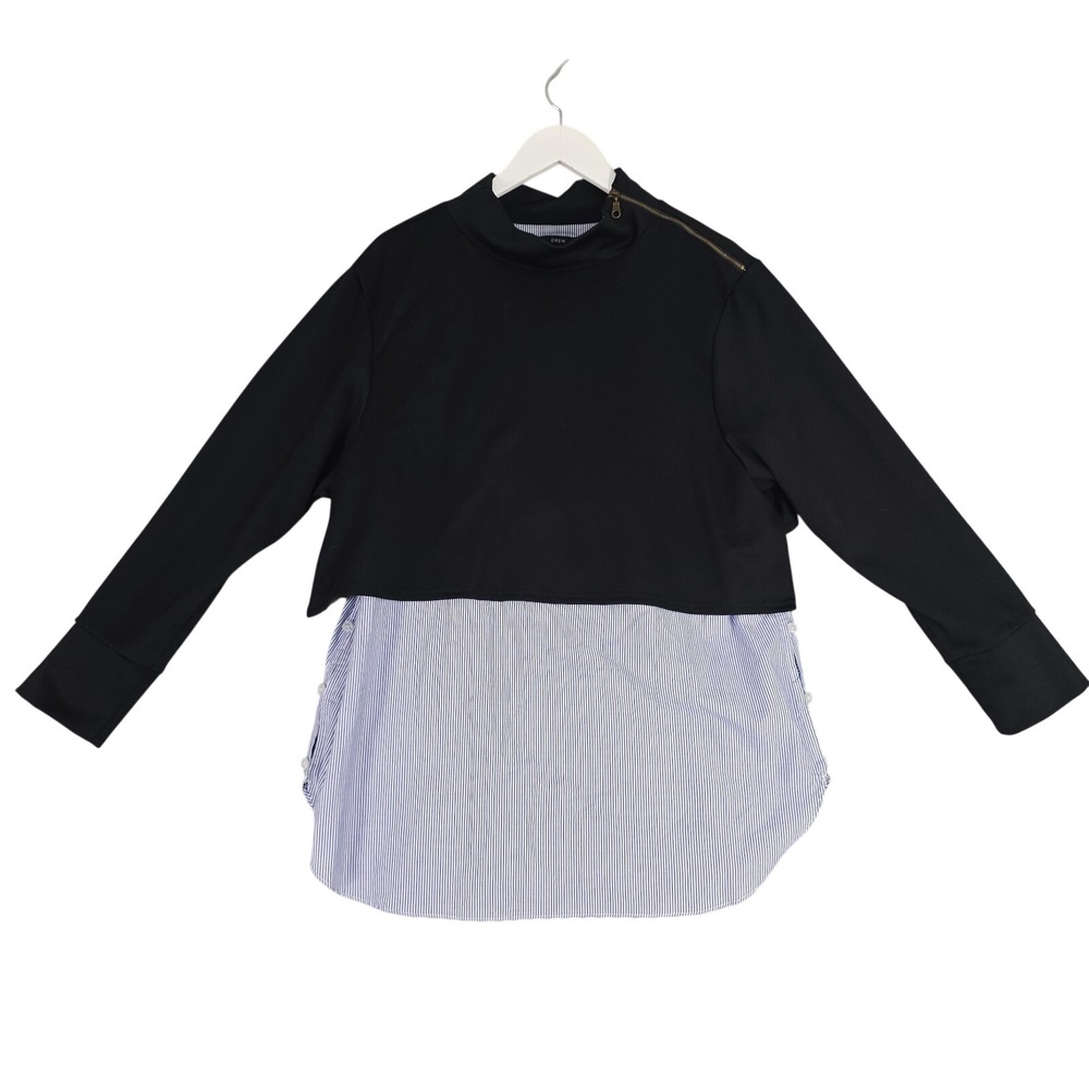 Drew Anthropologie Women's Multicolor 2-Piece Long Sleeve Top Large‎ Black Blue